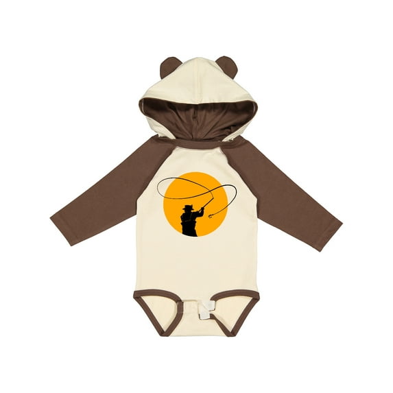 Inktastic Fly Fishing Sun Silhouette Boys or Girls Long Sleeve Baby Bodysuit