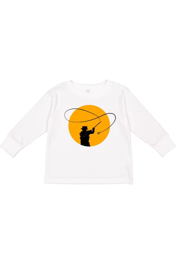 Fly Fishing sun silhouette Boys or Girls Long Sleeve Toddler T-Shirt