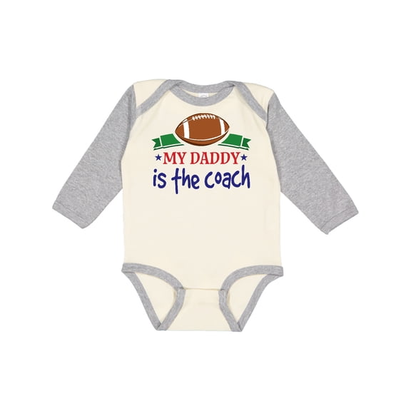 Inktastic Football Daddy Is The Coach Childs Boys Long Sleeve Baby Bodysuit
