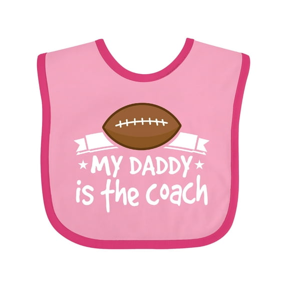 Inktastic Football My Daddy is the Coach Boys or Girls Baby Bib