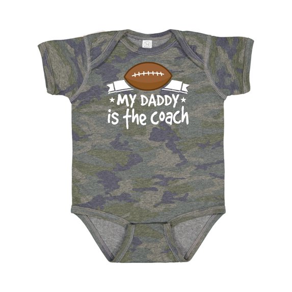 Inktastic Football My Daddy is the Coach Boys or Girls Baby Bodysuit
