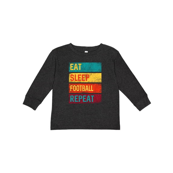 Inktastic Football Sports Eat Sleep Football Repeat Boys or Girls Long Sleeve Toddler T-Shirt