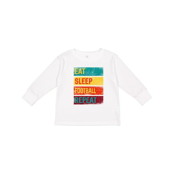 Inktastic Football Sports Eat Sleep Football Repeat Boys or Girls Long Sleeve Toddler T-Shirt