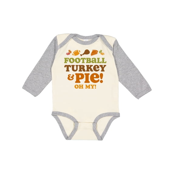 Inktastic Football Turkey and Pie Girls Long Sleeve Baby Bodysuit