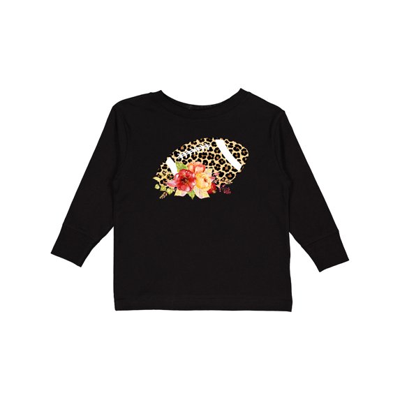 Inktastic Football with Flowers and Leopard Spots Gift Toddler Boy or Toddler Girl Long Sleeve T-Shirt