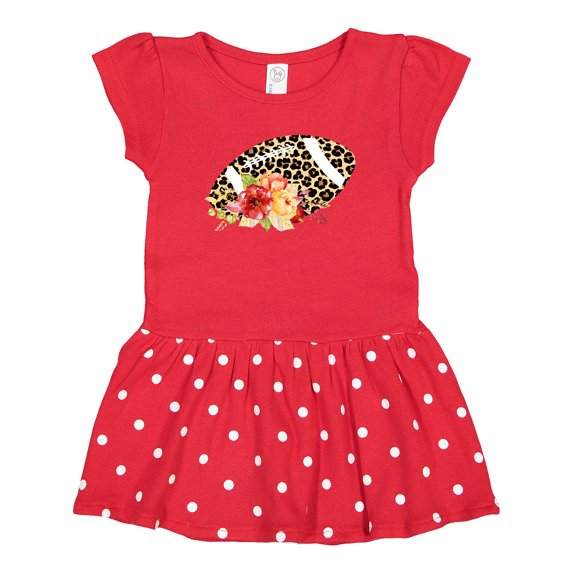 Inktastic Football with Flowers and Leopard Spots Gift Toddler Girl Dress