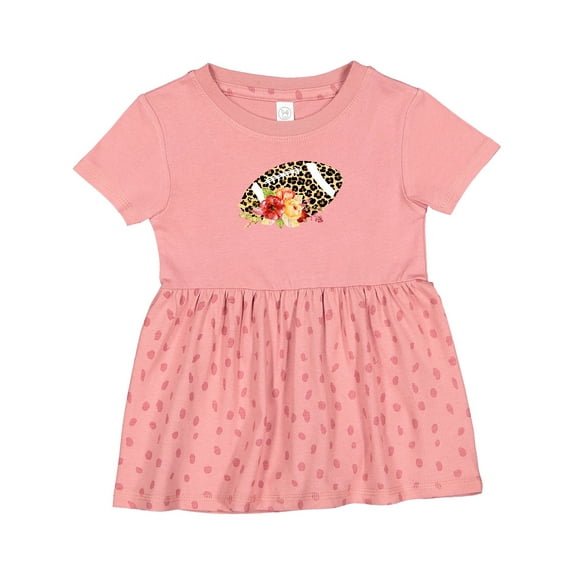 Inktastic Football with Flowers and Leopard Spots Girls Baby Dress