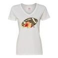 thumbnail image 1 of Inktastic Football with Flowers and Leopard Spots Women's V-Neck T-Shirt, 1 of 5