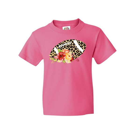Inktastic Football with Flowers and Leopard Spots Youth T-Shirt