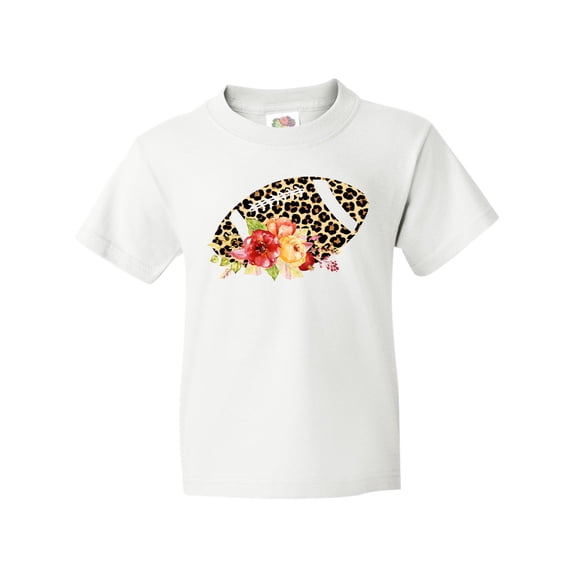 Inktastic Football with Flowers and Leopard Spots Youth T-Shirt