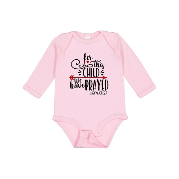 Inktastic For This Child We Have Prayed Red Arrow and Heart Boys or Girls Long Sleeve Baby Bodysuit