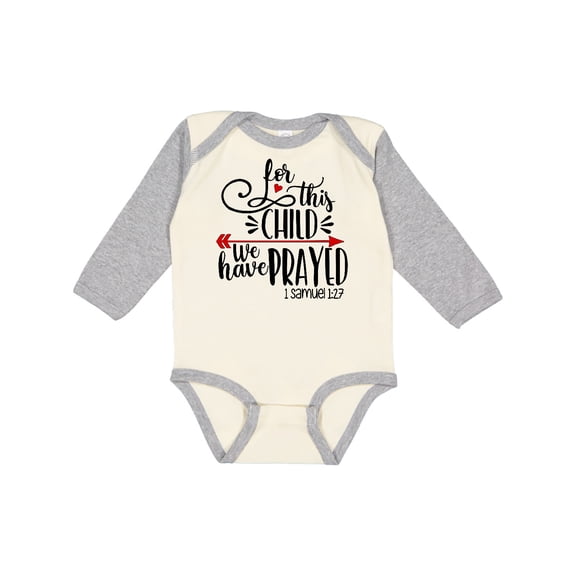Inktastic For This Child We Have Prayed Red Arrow and Heart Boys or Girls Long Sleeve Baby Bodysuit