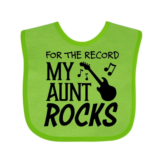 Inktastic For the Record, My Aunt Rocks Boys or Girls Baby Bib