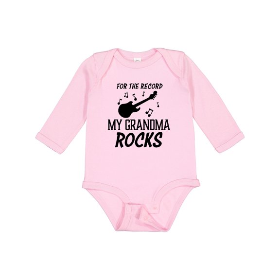 Inktastic For the Record My Grandma Rocks Boys or Girls Long Sleeve Baby Bodysuit
