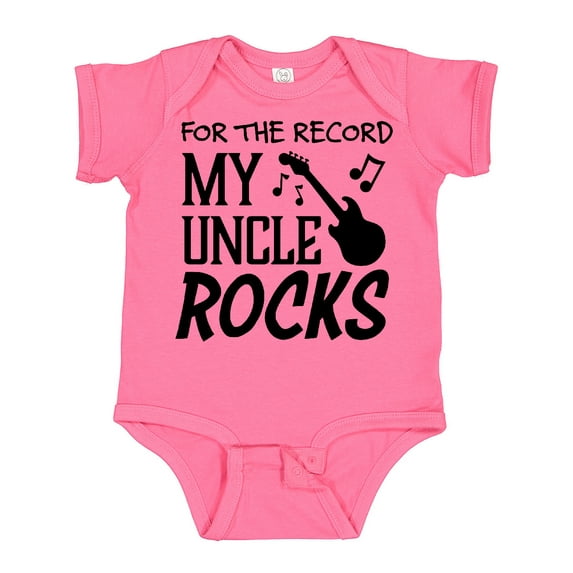 Inktastic For the Record, My Uncle Rocks Boys or Girls Baby Bodysuit