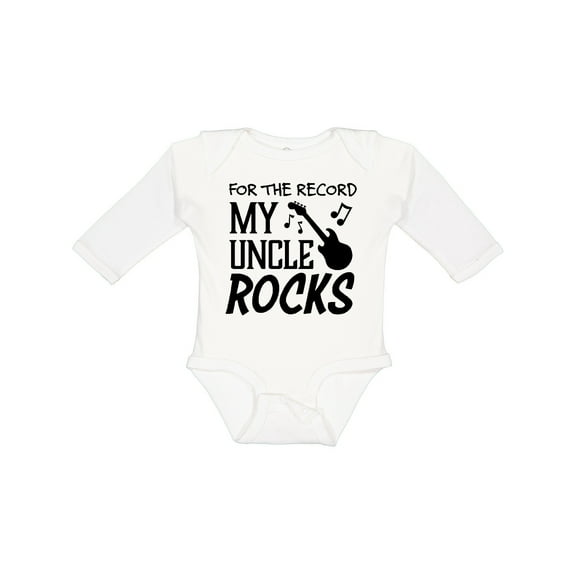 Inktastic For the Record, My Uncle Rocks Boys or Girls Long Sleeve Baby Bodysuit