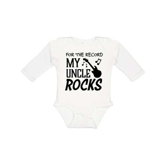 Inktastic For the Record, My Uncle Rocks Boys or Girls Long Sleeve Baby Bodysuit