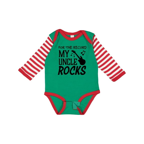 Inktastic For the Record, My Uncle Rocks Boys or Girls Long Sleeve Baby Bodysuit