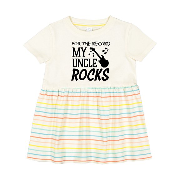 Inktastic For the Record, My Uncle Rocks Girls Baby Dress