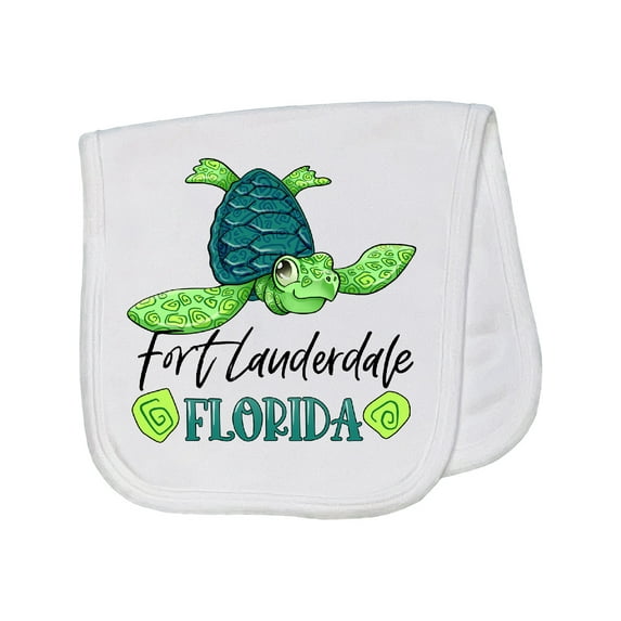 Inktastic Fort Lauderdale, Florida Happy Sea Turtle Baby Burp Cloth