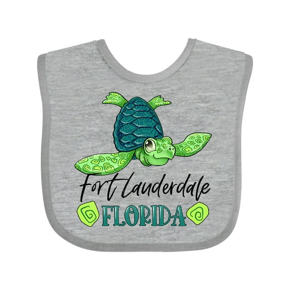 Inktastic Fort Lauderdale, Florida Happy Sea Turtle Boys or Girls Baby Bib