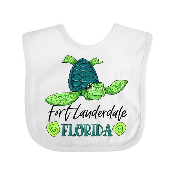Inktastic Fort Lauderdale, Florida Happy Sea Turtle Boys or Girls Baby Bib