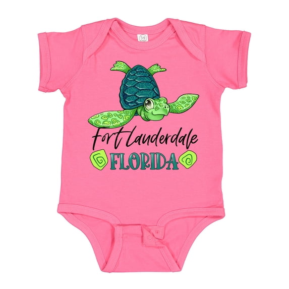 Inktastic Fort Lauderdale, Florida Happy Sea Turtle Boys or Girls Baby Bodysuit