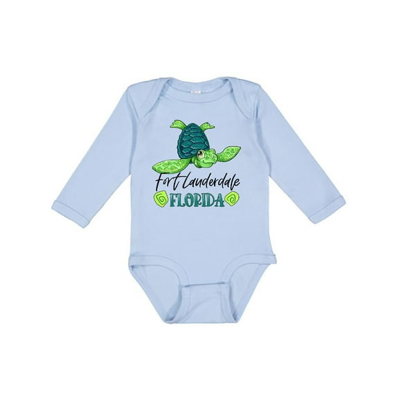 Inktastic Fort Lauderdale, Florida Happy Sea Turtle Boys or Girls Long Sleeve Baby Bodysuit