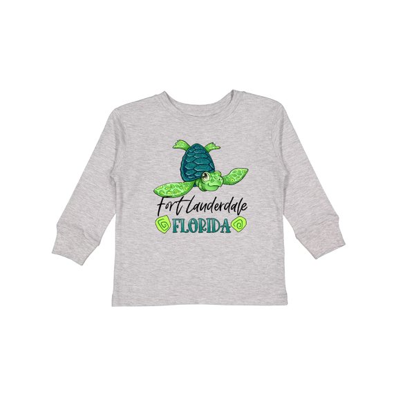 Inktastic Fort Lauderdale, Florida Happy Sea Turtle Boys or Girls Long Sleeve Toddler T-Shirt