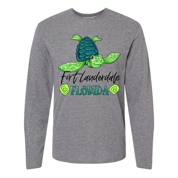 Inktastic Fort Lauderdale, Florida Happy Sea Turtle Long Sleeve T-Shirt