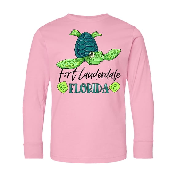 Inktastic Fort Lauderdale, Florida Happy Sea Turtle Long Sleeve Youth T-Shirt