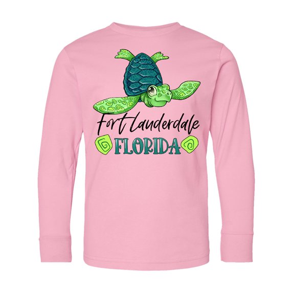 Inktastic Fort Lauderdale, Florida Happy Sea Turtle Long Sleeve Youth T-Shirt