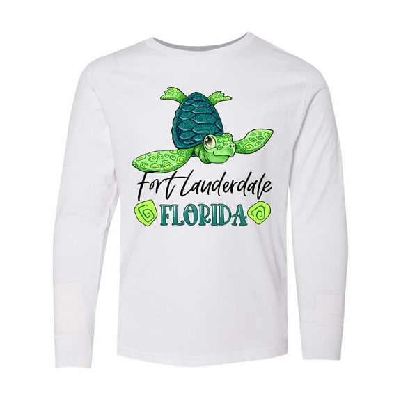 Inktastic Fort Lauderdale, Florida Happy Sea Turtle Long Sleeve Youth T-Shirt
