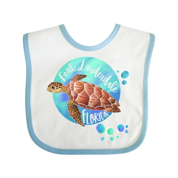 Inktastic Fort Lauderdale, Florida Swimming Sea Turtle with Bubbles Boys or Girls Baby Bib