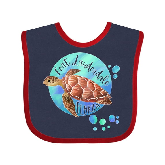 Inktastic Fort Lauderdale, Florida Swimming Sea Turtle with Bubbles Boys or Girls Baby Bib