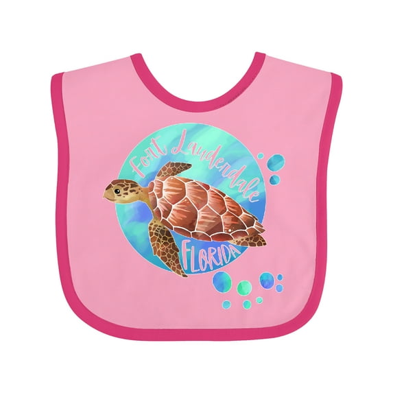 Inktastic Fort Lauderdale, Florida Swimming Sea Turtle with Bubbles Boys or Girls Baby Bib