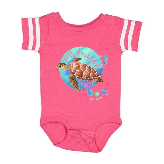 Inktastic Fort Lauderdale, Florida Swimming Sea Turtle with Bubbles Boys or Girls Baby Bodysuit
