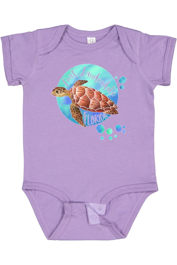 Fort Lauderdale, Florida Swimming Sea Turtle with Bubbles Boys or Girls Baby Bodysuit