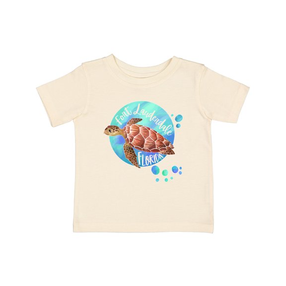Inktastic Fort Lauderdale, Florida Swimming Sea Turtle with Bubbles Boys or Girls Baby T-Shirt