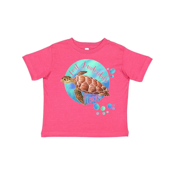 Inktastic Fort Lauderdale, Florida Swimming Sea Turtle with Bubbles Boys or Girls Toddler T-Shirt