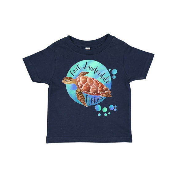 Inktastic Fort Lauderdale, Florida Swimming Sea Turtle with Bubbles Boys or Girls Toddler T-Shirt