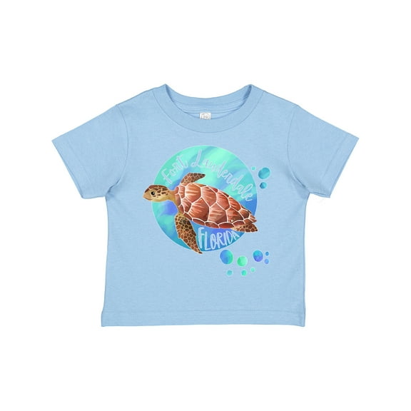 Inktastic Fort Lauderdale, Florida Swimming Sea Turtle with Bubbles Boys or Girls Toddler T-Shirt