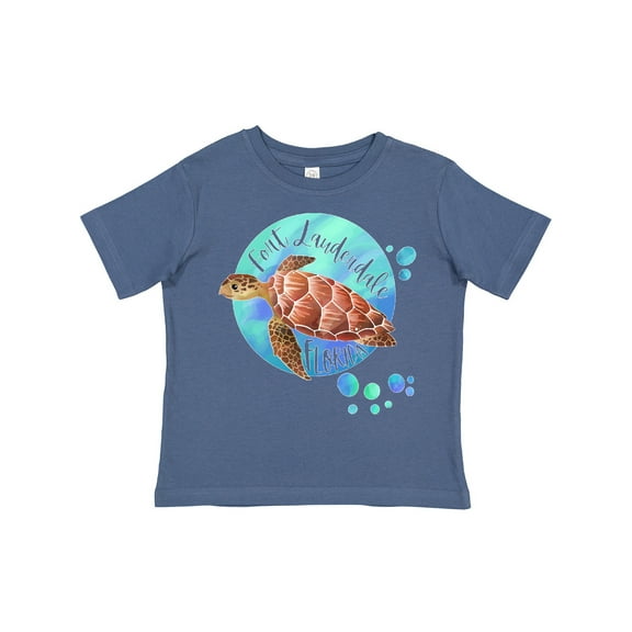 Inktastic Fort Lauderdale, Florida Swimming Sea Turtle with Bubbles Boys or Girls Toddler T-Shirt