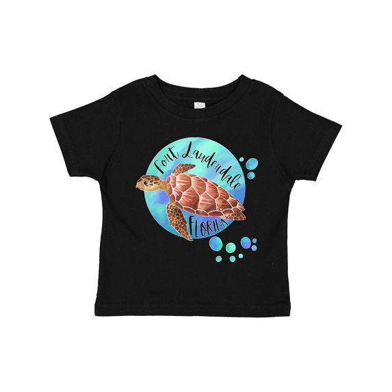 Inktastic Fort Lauderdale, Florida Swimming Sea Turtle with Bubbles Boys or Girls Toddler T-Shirt