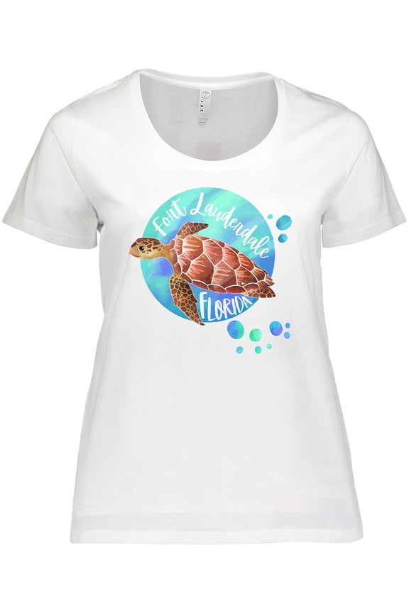 Fort Lauderdale, Florida Swimming Sea Turtle with Bubbles Women's Plus Size T-Shirt
