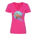 thumbnail image 1 of Inktastic Fort Lauderdale, Florida Swimming Sea Turtle with Bubbles Women's V-Neck T-Shirt, 1 of 5