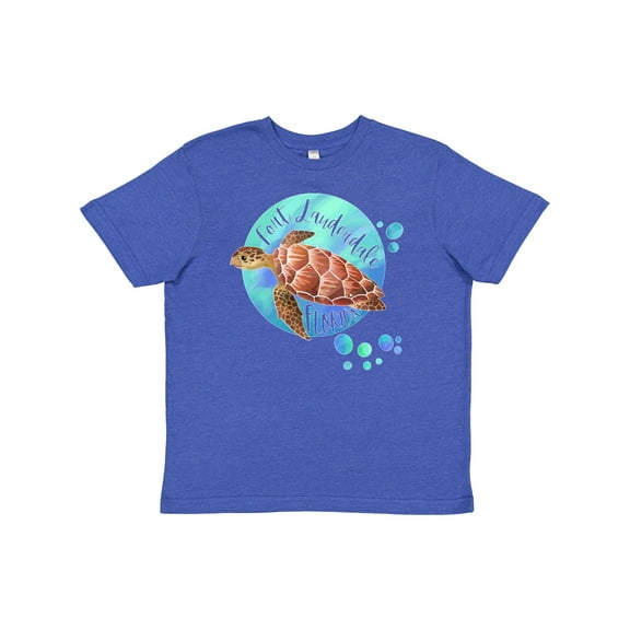 Inktastic Fort Lauderdale, Florida Swimming Sea Turtle with Bubbles Youth T-Shirt