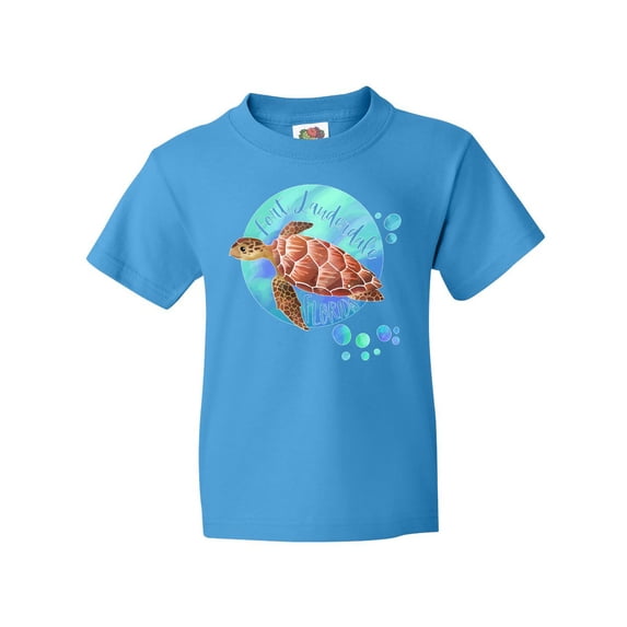 Inktastic Fort Lauderdale, Florida Swimming Sea Turtle with Bubbles Youth T-Shirt
