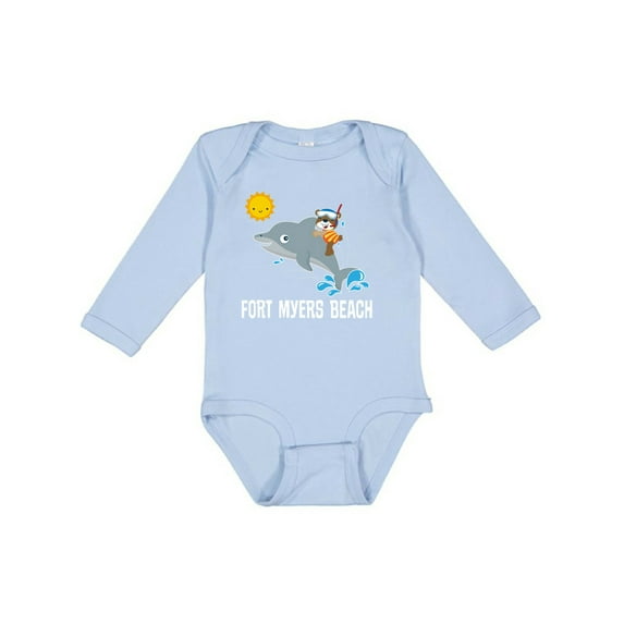 Inktastic Fort Myers Beach Florida Dolphin Boys or Girls Long Sleeve Baby Bodysuit