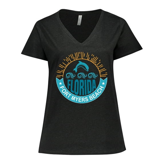 Inktastic Fort Myers Beach Florida Vacation Women's Plus Size V-Neck T-Shirt